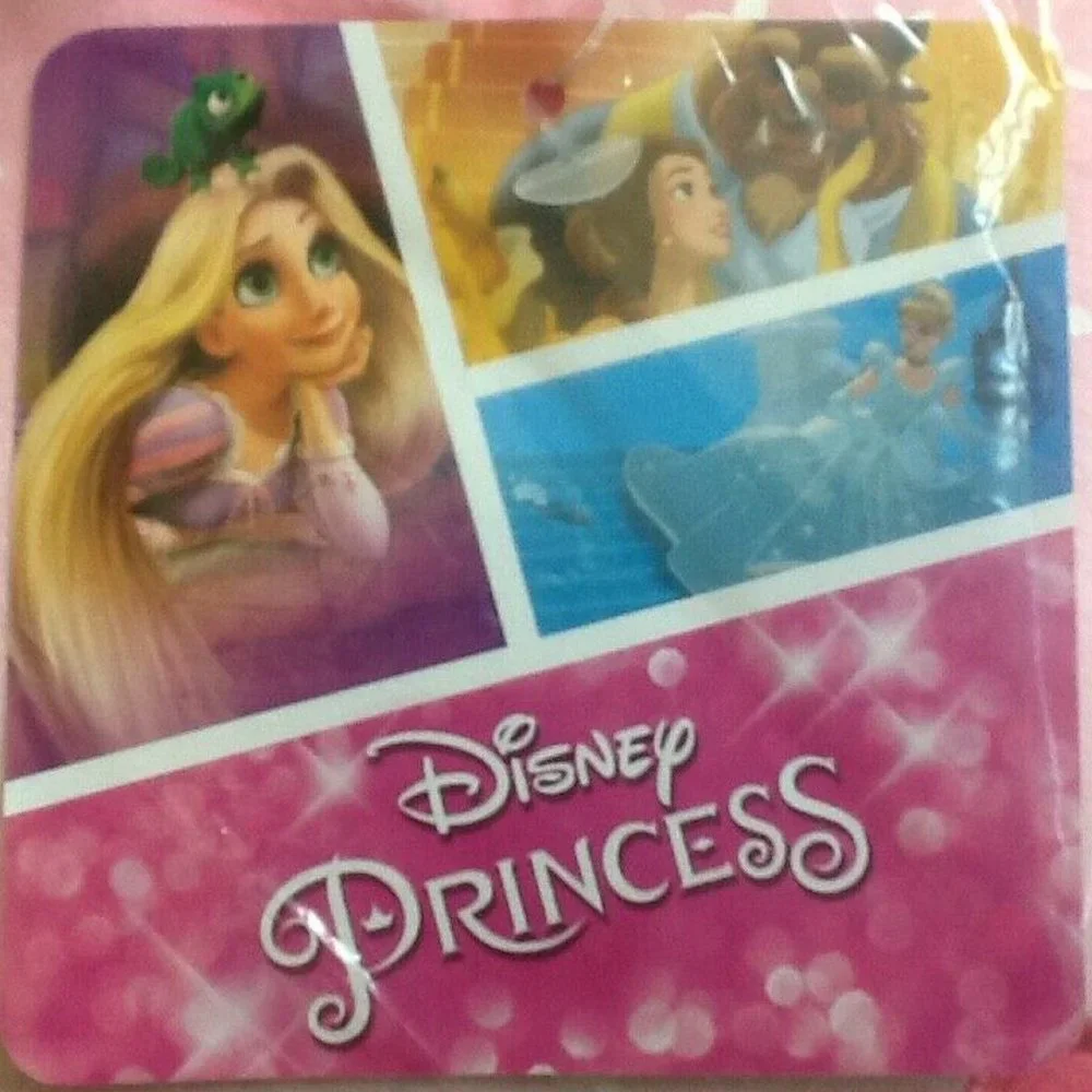 brand new set of Disney Princesses Toddler Blanket + Crown Pillow - PINK + WHITE